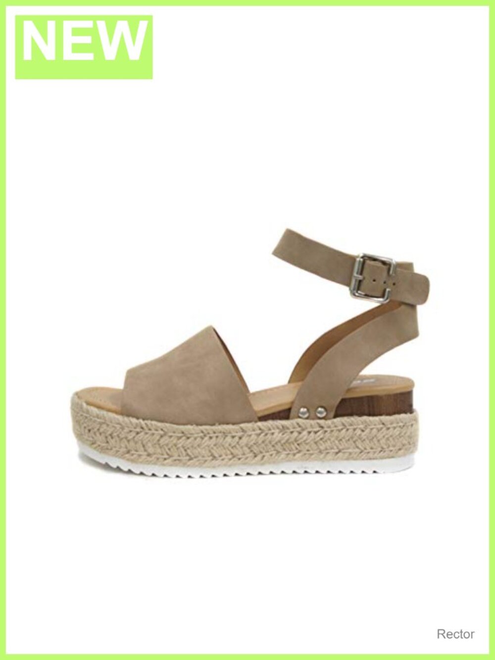 Soda Open Toe Buckle Ankle Strap Espadrilles Flatform Wedge Casual Sandal